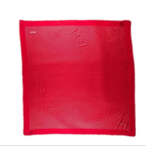 Gucci Red Silk With Gold Star Print And "GUCCY" Logo Scarf/wrap - Picture 2 of 11